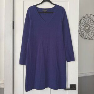 Sofia Cashmere V-Neck Long-Sleeve Dress 100% Cashmere Deep Purple Sz Large